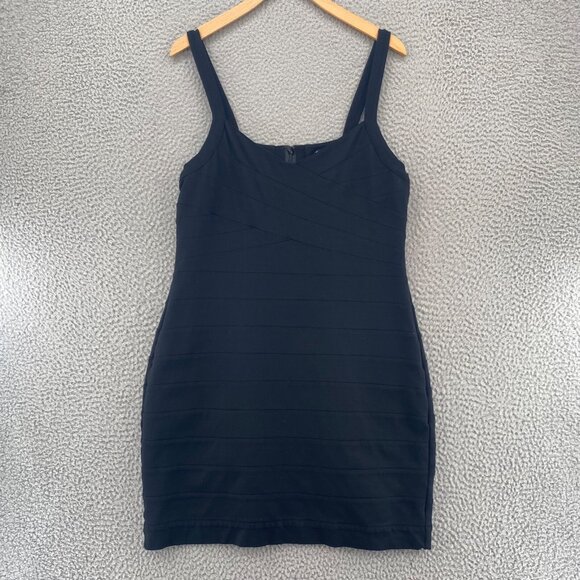 Express Dress Womens Large Black Bandage Bodycon Sleeveless Mini Stretch Knit - Picture 1 of 11